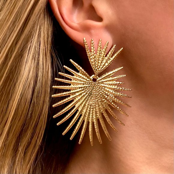 Star Statement Earrings Gold or Silver Large Zoom Starburst Big African Earrings - Picture 1 of 11